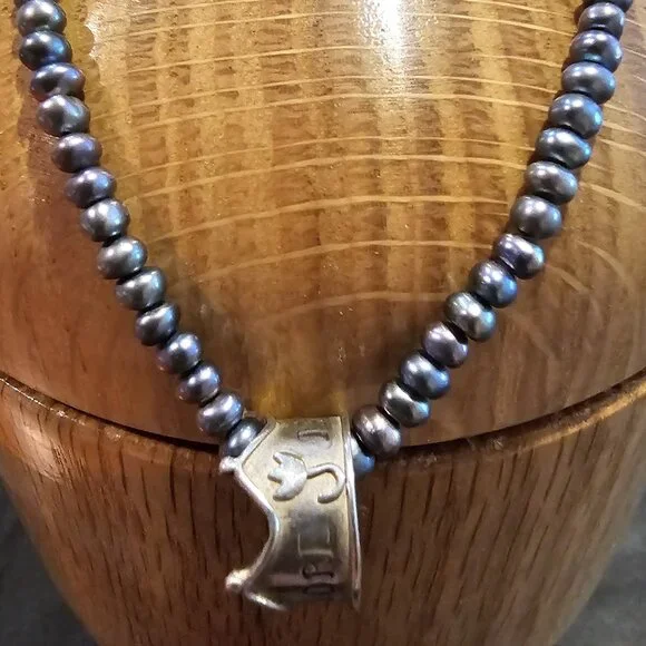 Angi Olami Pearl and Sterling Silver Floating Crown Necklace - Picture 2 of 7